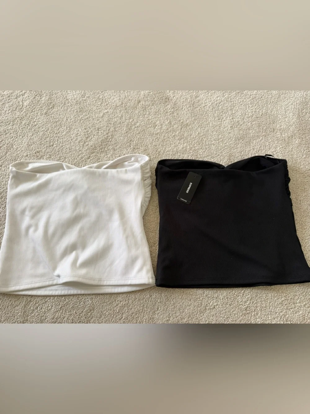 Express Twist-Front Strapless Tube Top - White / Black size small - Picture 2 of 4